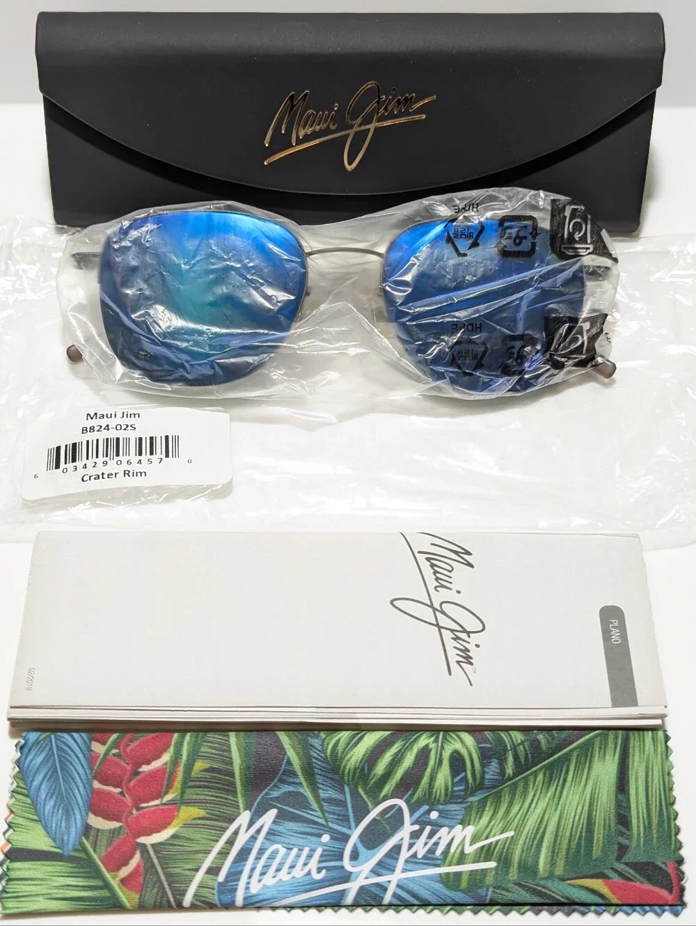 NEW Maui Jim Crater Rim Gunmetal Polarized Blue Hawaii Lens Sunglasses B824-02S